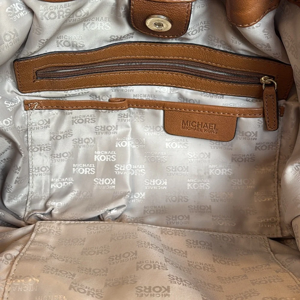 Michael Kors Large Brown Leather Shoulder Bag Gold Hardware